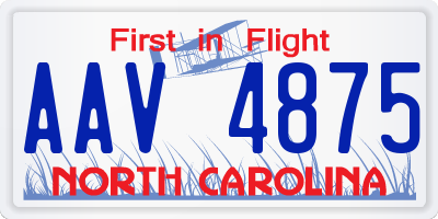 NC license plate AAV4875