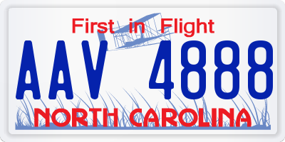NC license plate AAV4888