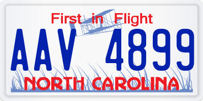 NC license plate AAV4899