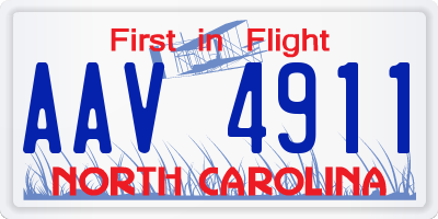 NC license plate AAV4911