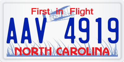 NC license plate AAV4919
