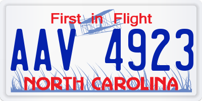 NC license plate AAV4923
