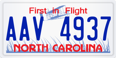 NC license plate AAV4937