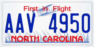 NC license plate AAV4950