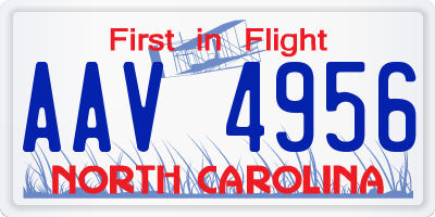 NC license plate AAV4956