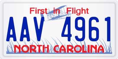 NC license plate AAV4961