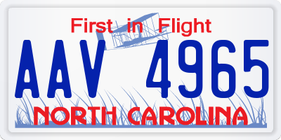 NC license plate AAV4965