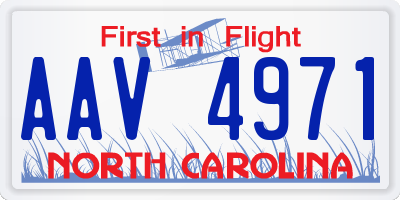 NC license plate AAV4971