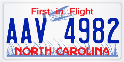 NC license plate AAV4982