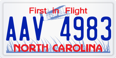 NC license plate AAV4983