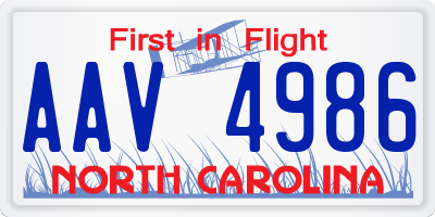 NC license plate AAV4986