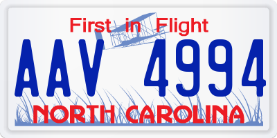 NC license plate AAV4994