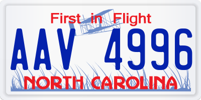 NC license plate AAV4996