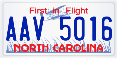 NC license plate AAV5016