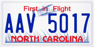 NC license plate AAV5017