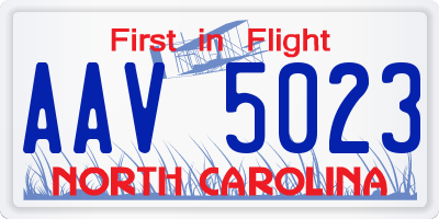 NC license plate AAV5023