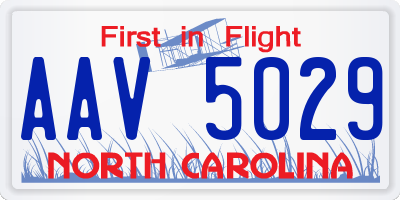NC license plate AAV5029