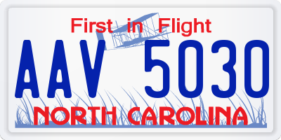 NC license plate AAV5030
