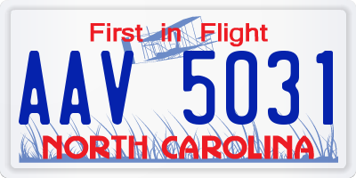 NC license plate AAV5031
