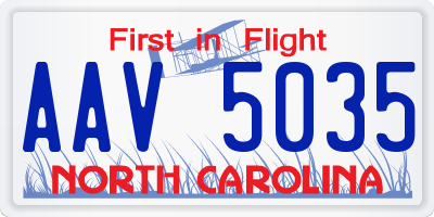 NC license plate AAV5035