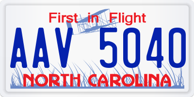 NC license plate AAV5040