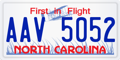 NC license plate AAV5052