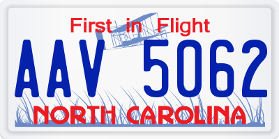 NC license plate AAV5062