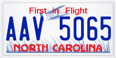NC license plate AAV5065