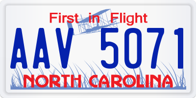 NC license plate AAV5071