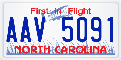 NC license plate AAV5091