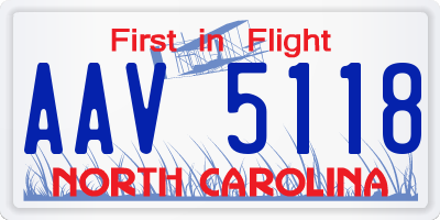 NC license plate AAV5118