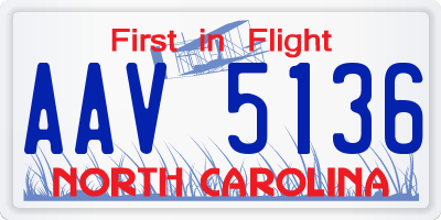 NC license plate AAV5136