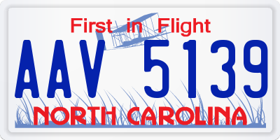 NC license plate AAV5139