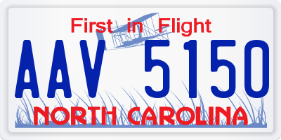NC license plate AAV5150