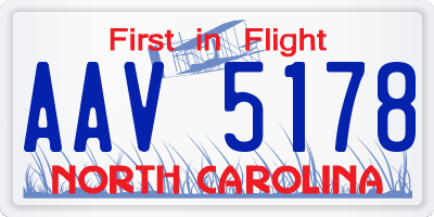 NC license plate AAV5178
