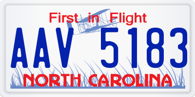 NC license plate AAV5183