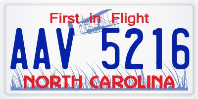 NC license plate AAV5216