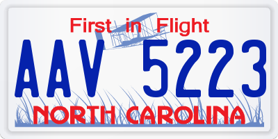 NC license plate AAV5223