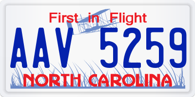 NC license plate AAV5259
