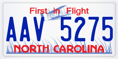 NC license plate AAV5275