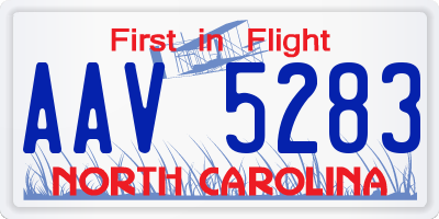 NC license plate AAV5283