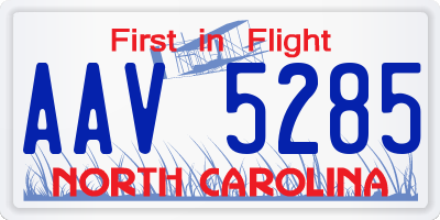 NC license plate AAV5285