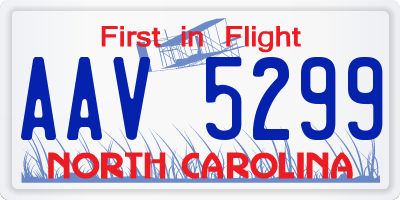 NC license plate AAV5299
