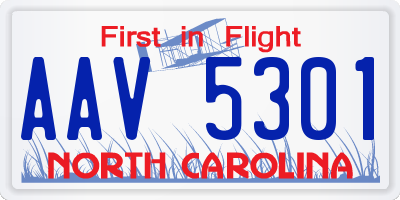 NC license plate AAV5301