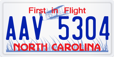 NC license plate AAV5304