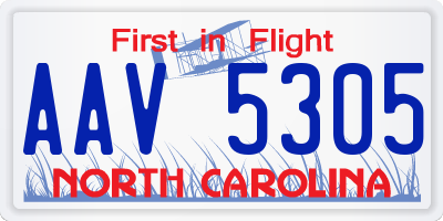 NC license plate AAV5305