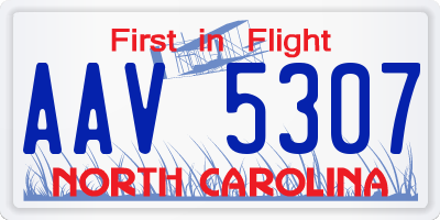 NC license plate AAV5307