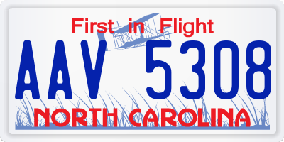 NC license plate AAV5308