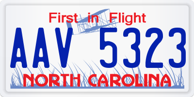 NC license plate AAV5323