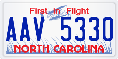 NC license plate AAV5330